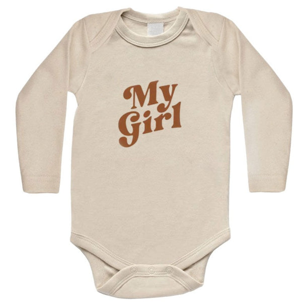 My Girl - Long Sleeve Bodysuit - Cream - HoneyBug 