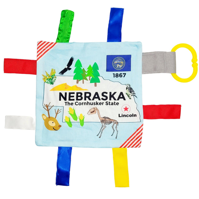 Nebraska State Tag Toy Crinkle Square - HoneyBug 