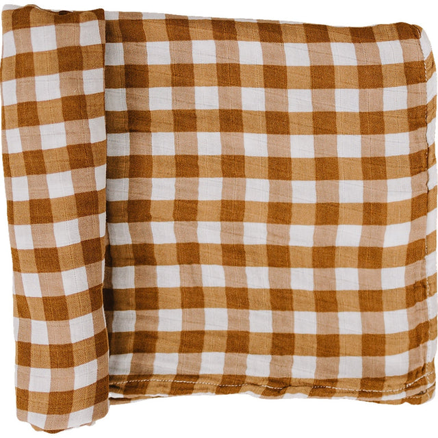 Gingham Muslin Swaddle Blanket - HoneyBug 