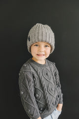 Grey Chunky Knit Beanie - HoneyBug 