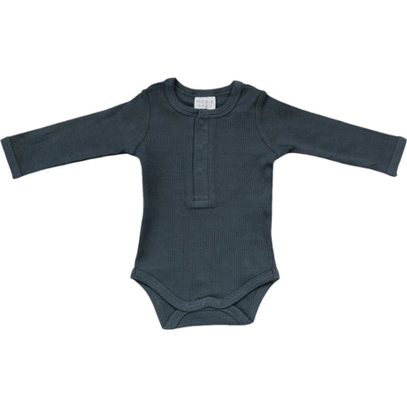 Charcoal Organic Snap Long Sleeve Ribbed Bodysuit - HoneyBug 