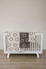 Charcoal Smiley Plush Blanket - HoneyBug 