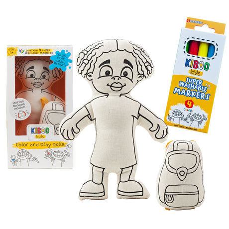 Kiboo Kids: Doll for coloring - Gender Neutral - Kid with Locks - HoneyBug 