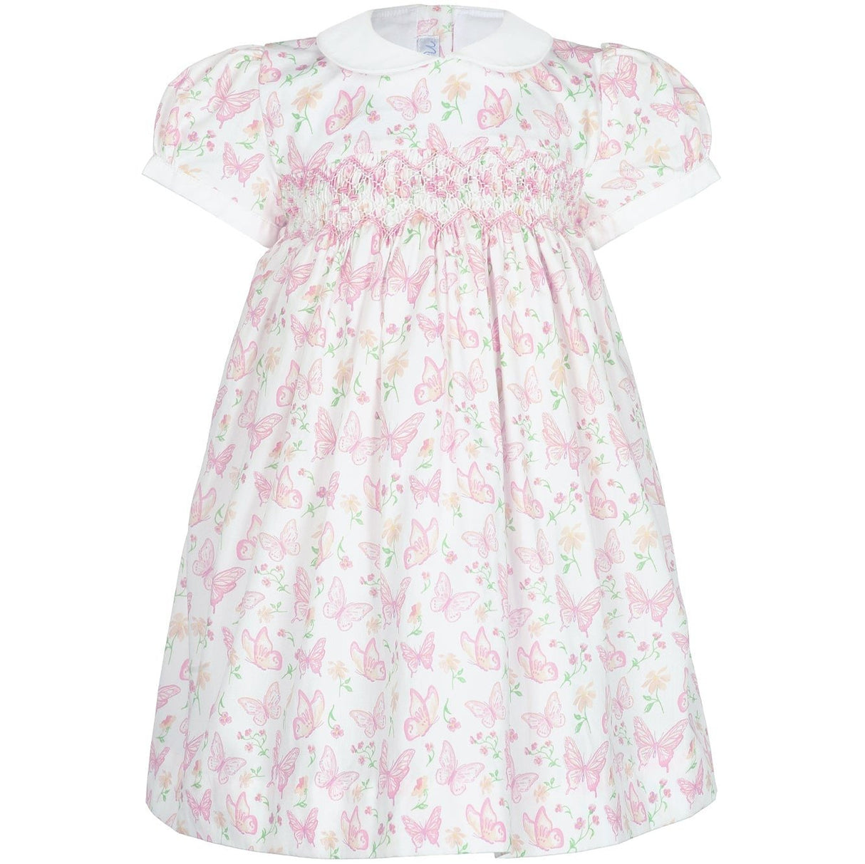 Butterflies Print Smocked Dress