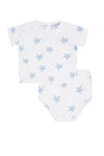 Blue Stars Print Diaper Cover Set