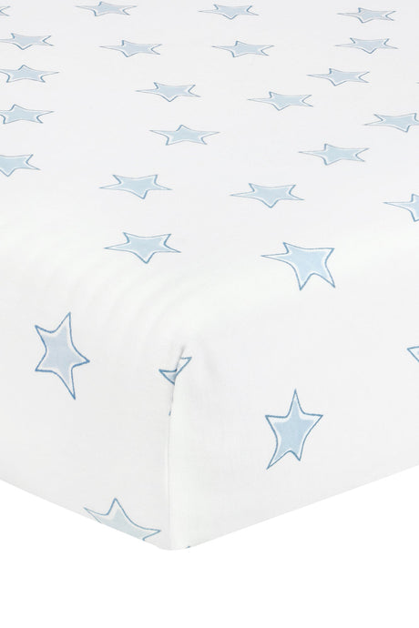 Blue Stars Print Crib Sheets