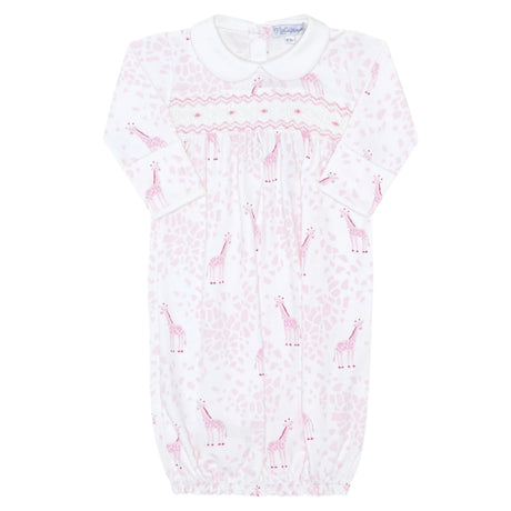 Pink Giraffe Print Smocked Gown  - HoneyBug 