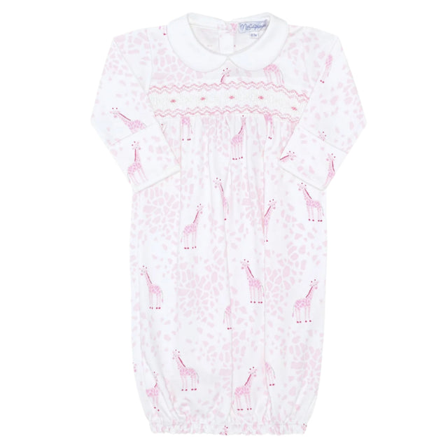 Pink Giraffe Print Smocked Gown  - HoneyBug 