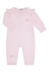 Charming Bows Embroidery Romper LS - HoneyBug 