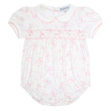 Charming Bows Print Smocked Bubble - HoneyBug 