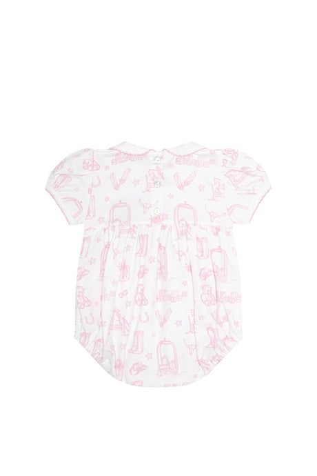 Pink Lone Star Toile Smocked Bubble - HoneyBug 