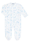 Blue Lone Star Toile Print Crossover Footie - HoneyBug 
