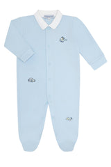 Mini Voyages Embroidery Snap Footie - HoneyBug 