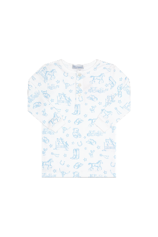 Blue Lone Star Toile Pajamas - HoneyBug 