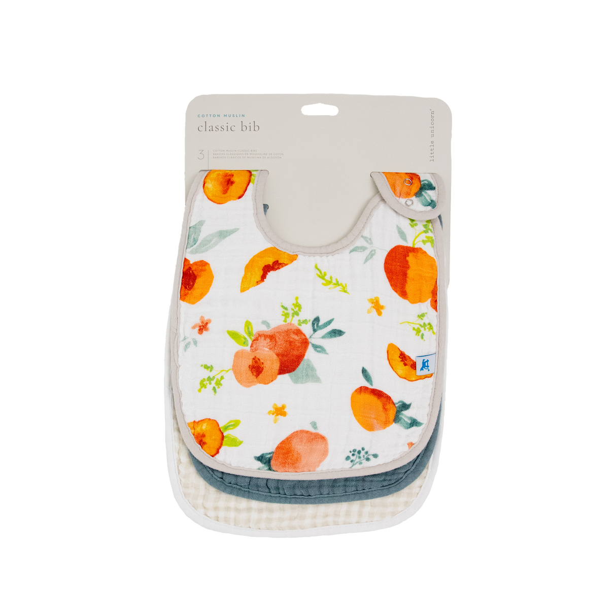 Cotton Muslin Classic Bib 3 Pack - Georgia Peach