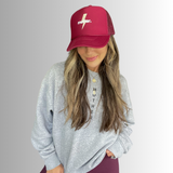 Mother Strong Printed Trucker Hat - Maroon - HoneyBug 