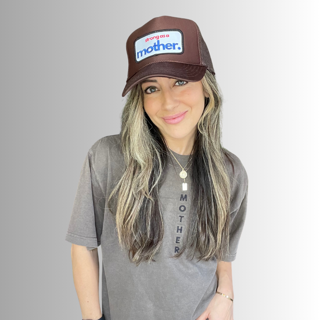 Strong as a mother™ Patch Trucker Hat - Mocha - HoneyBug 