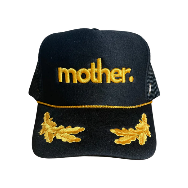 Mother Embroidered Captain Hat - Black and Gold - HoneyBug 