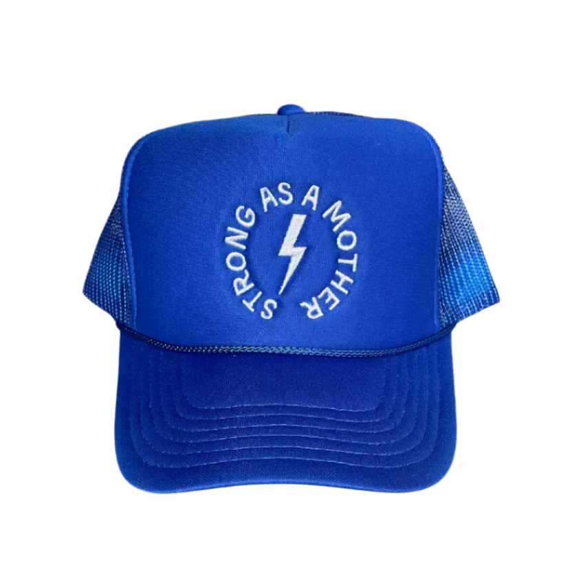 Strong as a mother™ Embroidered Trucker Hat - Royal Blue - HoneyBug 