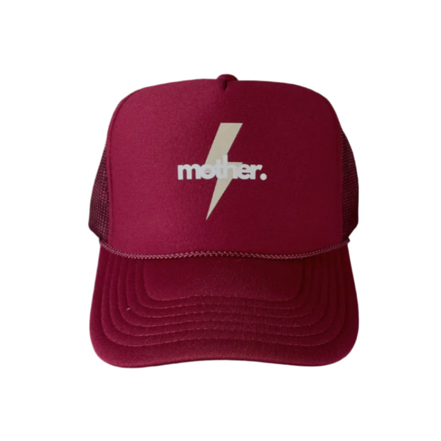 Mother Strong Printed Trucker Hat - Maroon - HoneyBug 