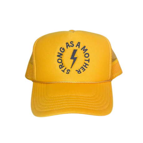 Strong as a mother™ Embroidered Trucker Hat - Yellow - HoneyBug 