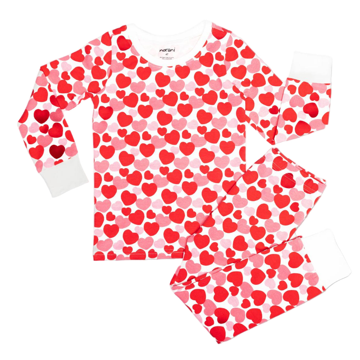 Organic Kids Pajamas - Red & Pink Hearts