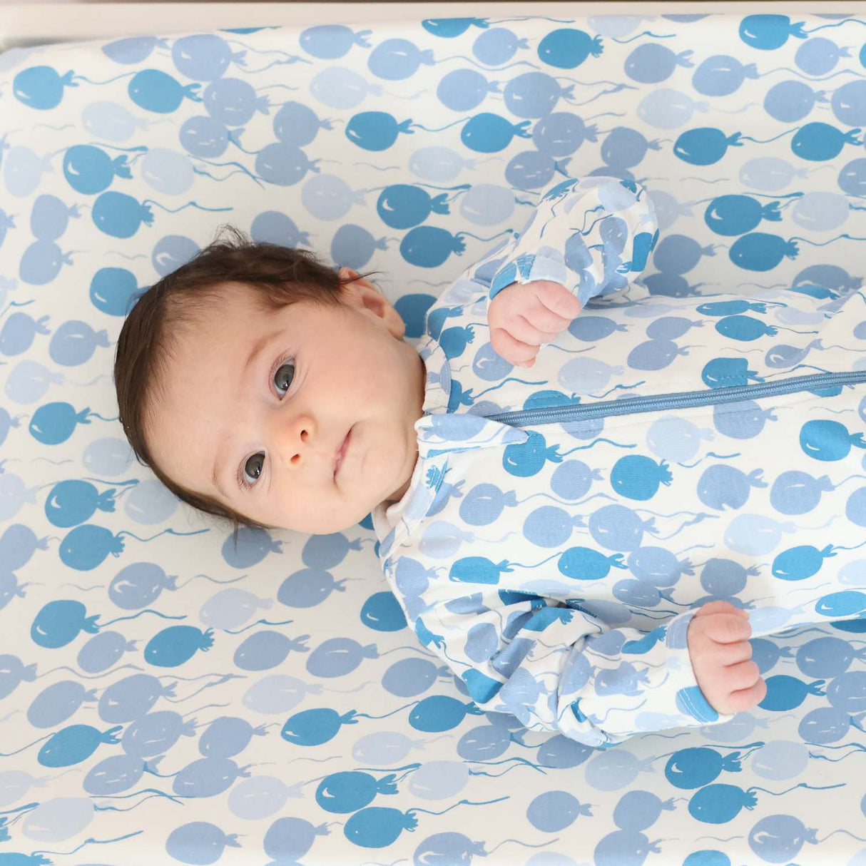 Organic Footie - Blue Balloons