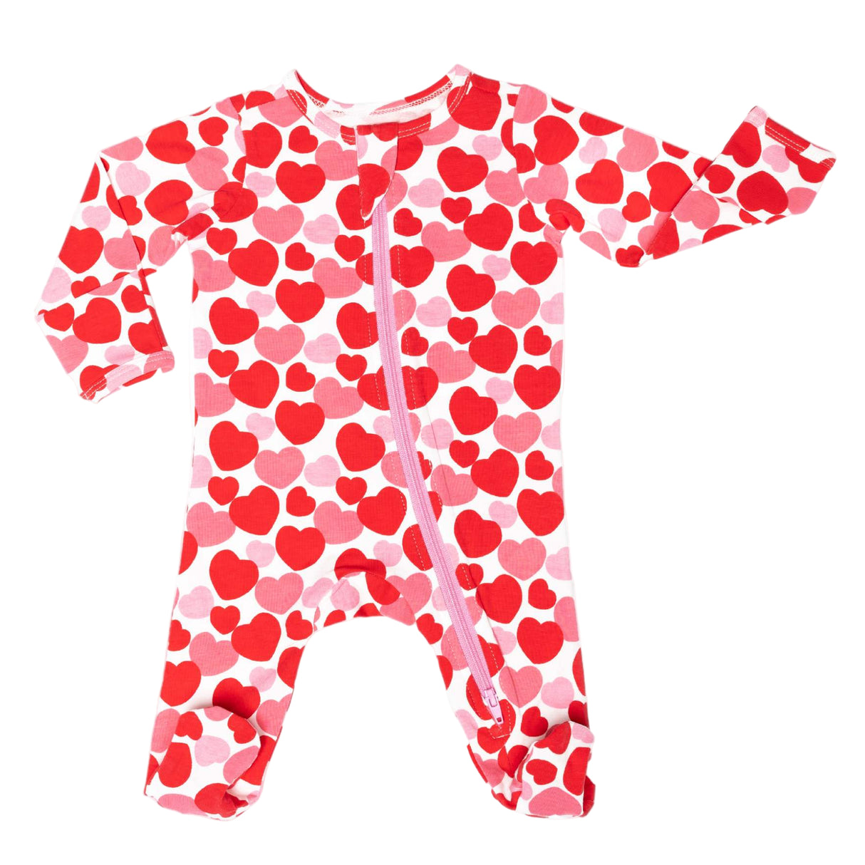 Organic Footie - Red & Pink Hearts