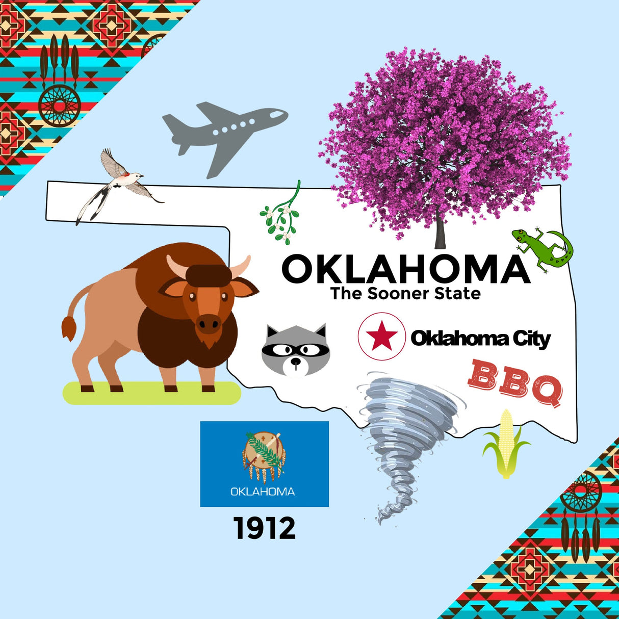 Oklahoma State Tag Toy Crinkle Square That Teaches Facts