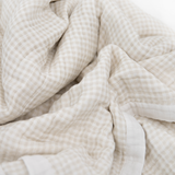 Cotton Muslin Quilted Throw - Tan Gingham