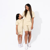 Oat Bamboo Blend Kid's Oversized Tee & Biker Short Set - HoneyBug 