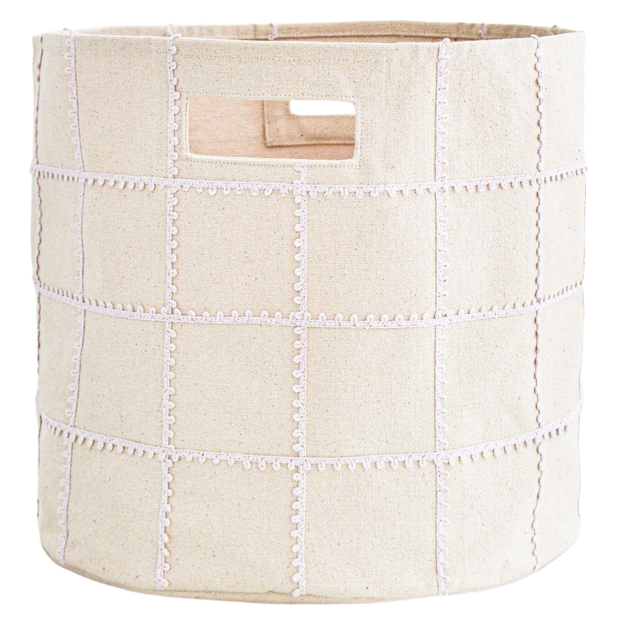 Handmade Canvas Storage Basket Mesh Lace - Blush Oat