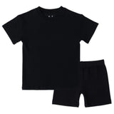 Obsidian Black Bamboo Blend Kid's Oversized Tee & Biker Short Set - HoneyBug 
