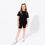 Obsidian Black Bamboo Blend Kid's Oversized Tee & Biker Short Set - HoneyBug 