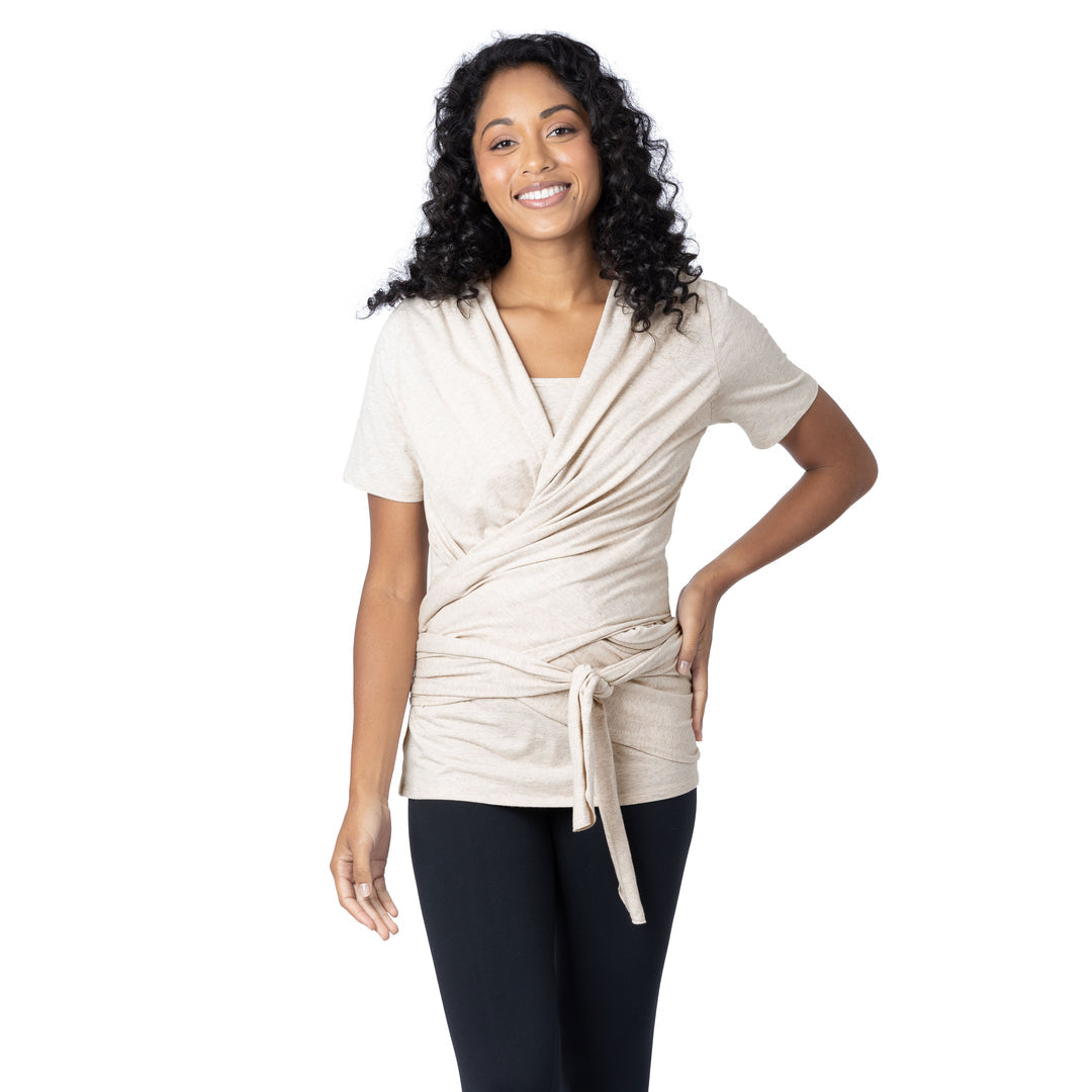 Organic Cotton Skin to Skin Wrap Top | Oatmeal Heather - HoneyBug 