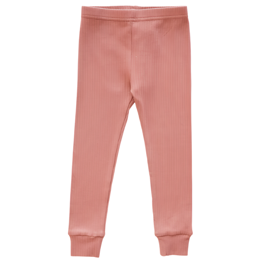 Organic Ribbed Cotton Legging - Terracotta