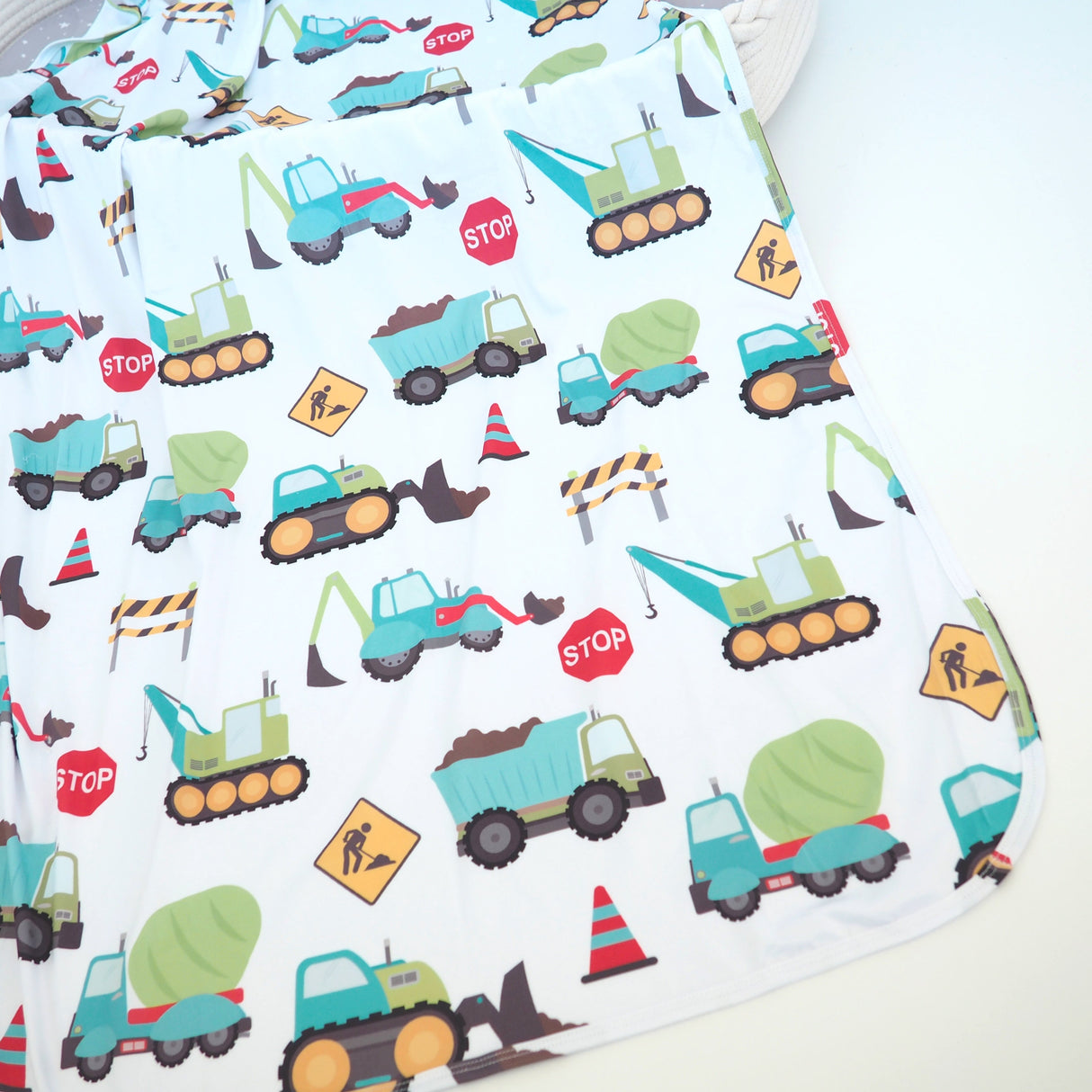 Buttery Soft and Stretchy Swaddle Blanket - Construction Trucks