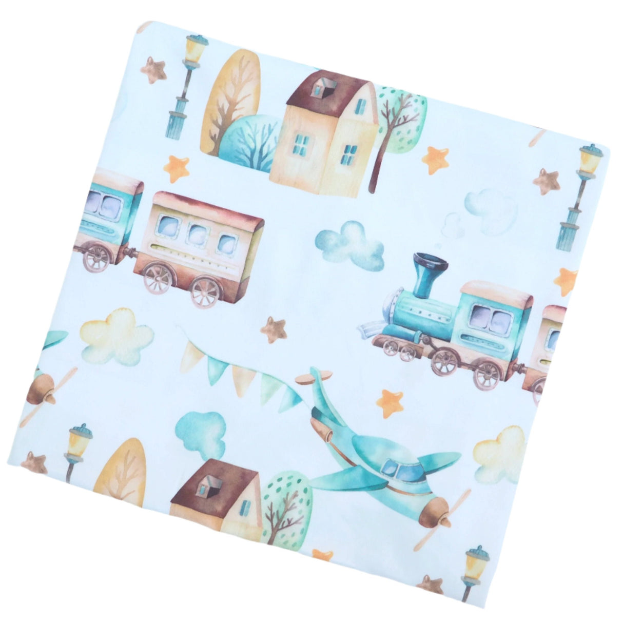 Buttery Soft and Stretchy Swaddle Blanket - Airplane & Train