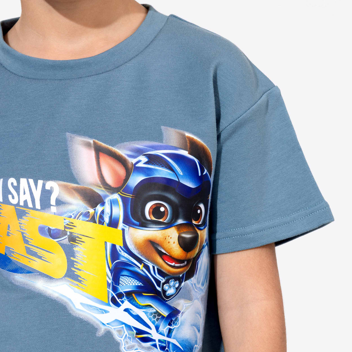 PAW Patrol: The Mighty Movie Chase Oasis Blue Bamboo Terry Kids Oversized T-Shirt - HoneyBug 
