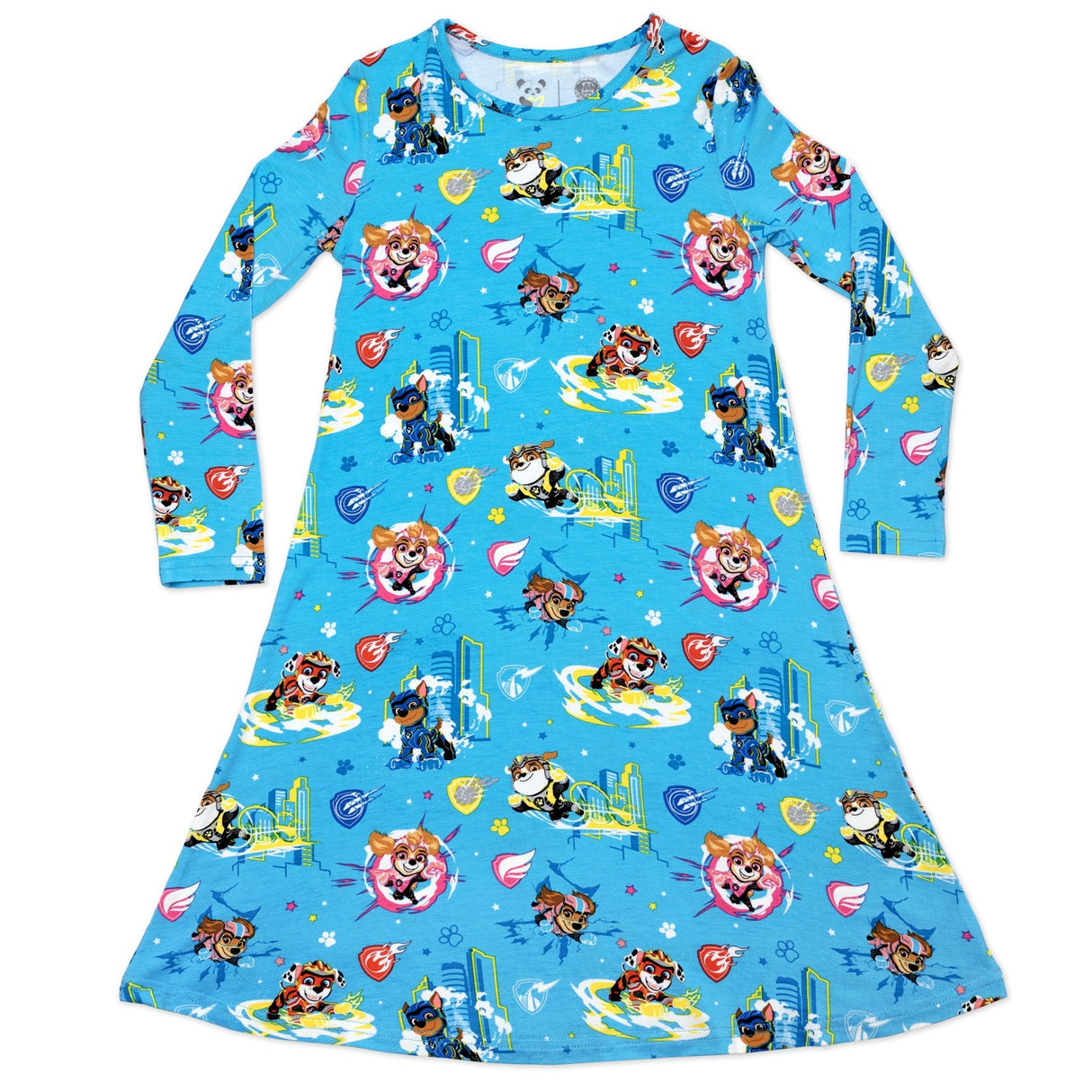 PAW Patrol: The Mighty Movie - Mighty Pups Bamboo Girls' Long Sleeve Dress - HoneyBug 