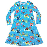 PAW Patrol: The Mighty Movie - Mighty Pups Bamboo Girls' Long Sleeve Dress - HoneyBug 