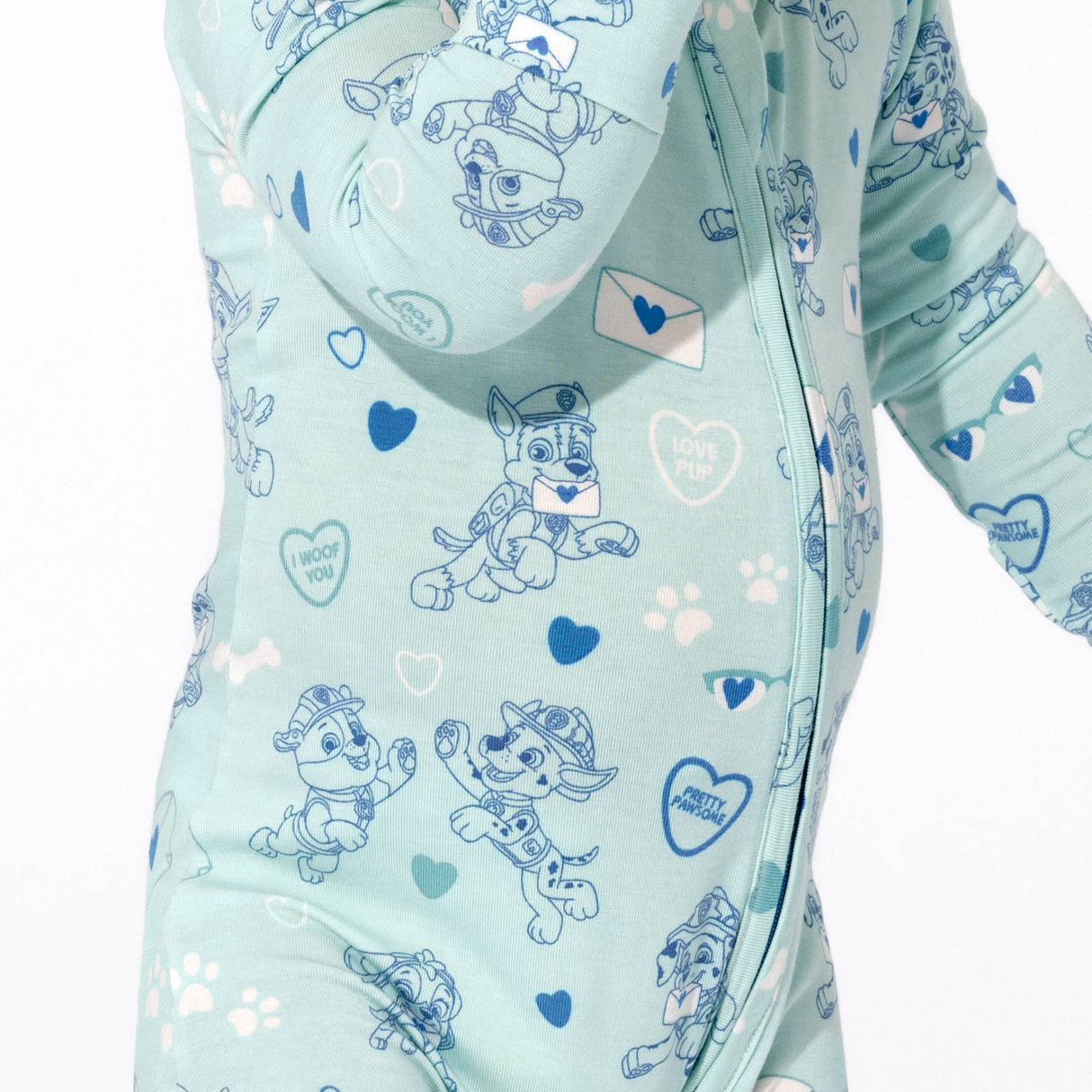 Sweet Hearts Blue Bamboo Convertible Footie - HoneyBug 