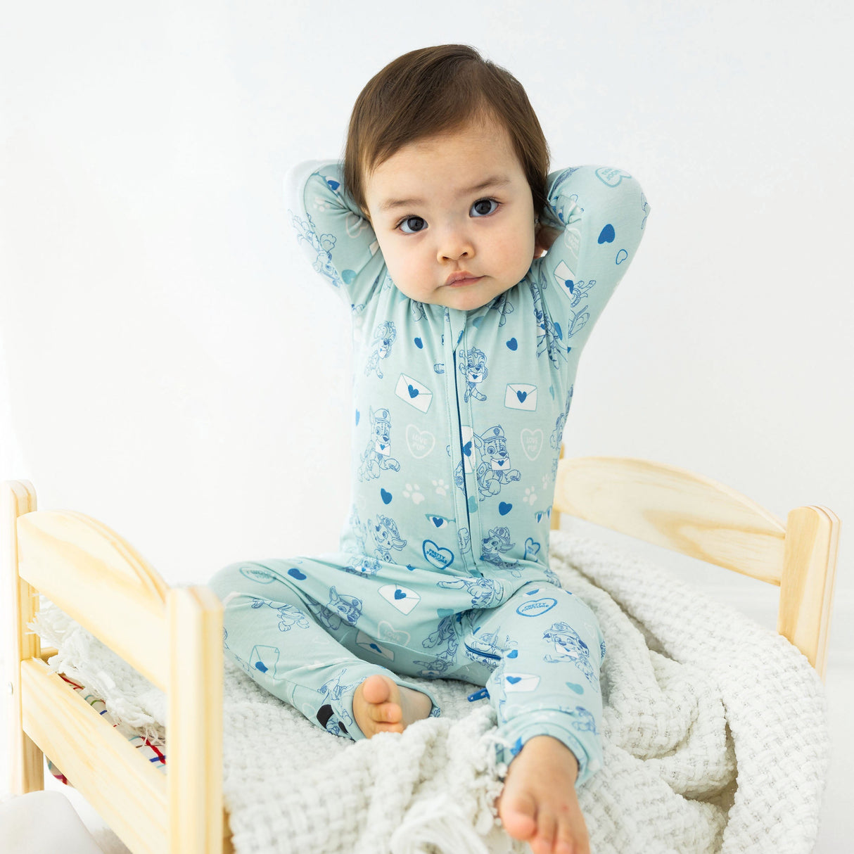 Sweet Hearts Blue Bamboo Convertible Footie - HoneyBug 