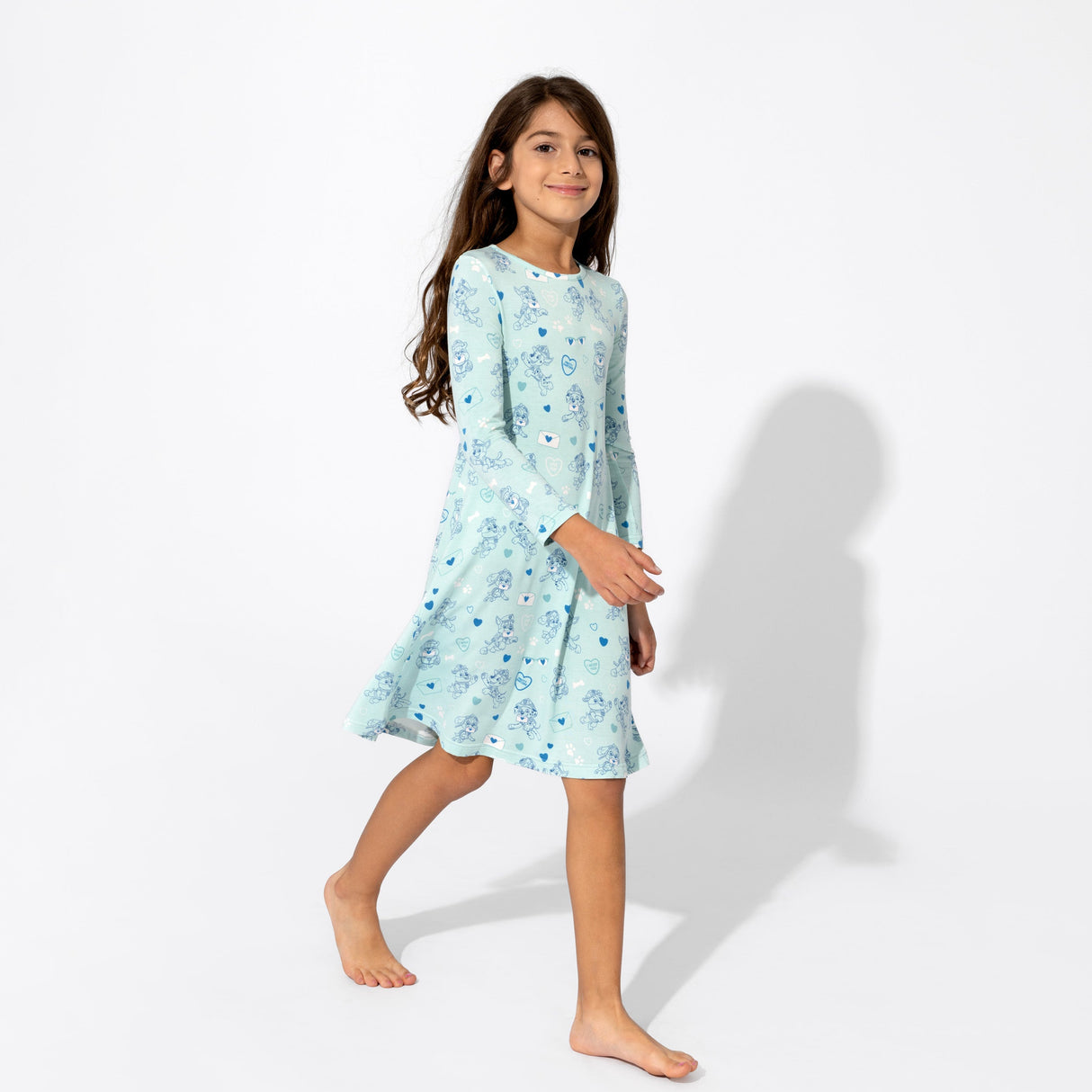 PAW Patrol: I Woof You Blue Bamboo Girls' Long Sleeve Dress - HoneyBug 