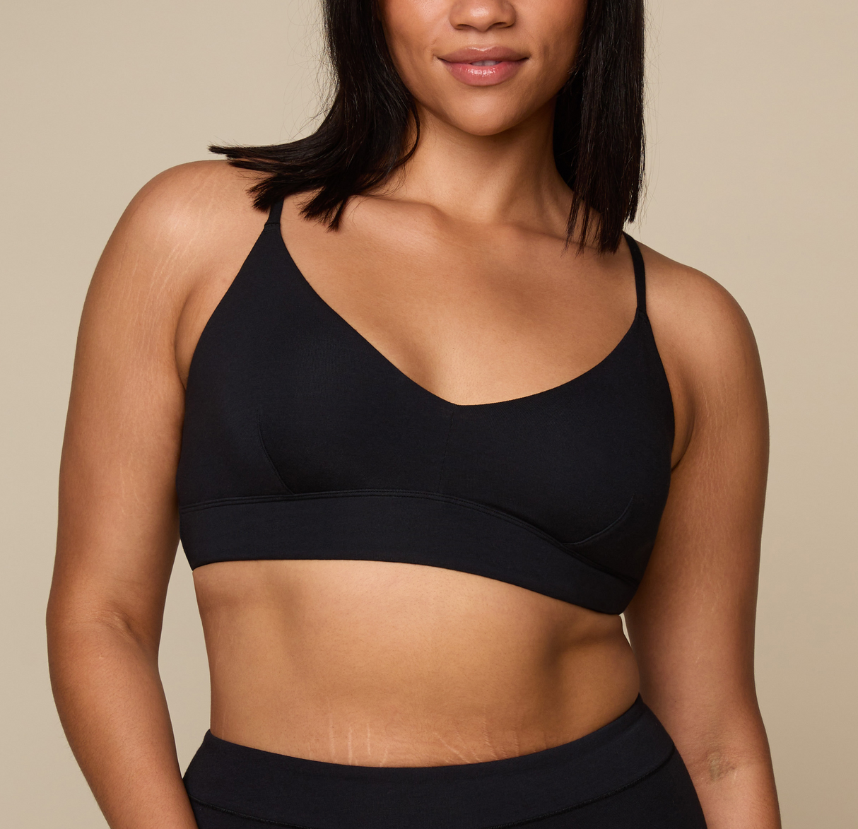 Cloud Cotton Triangle Bralette - Black