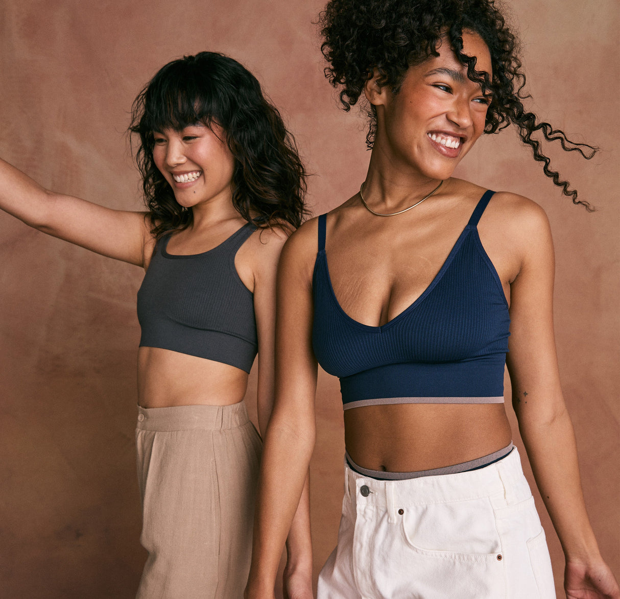 Lounge Rib Triangle Bralette - True Blue