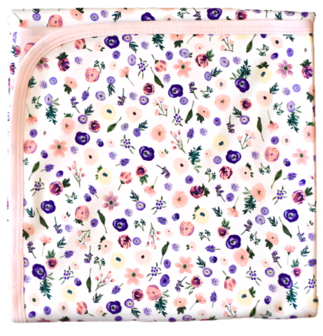 Clementine Purple Floral Blanket