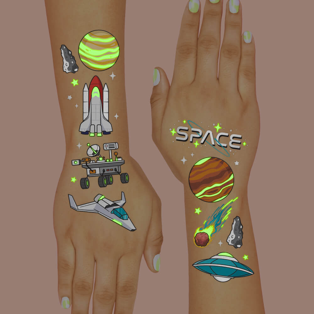 Far Out Glo Tats - 50 Foil Temporary Tattoos