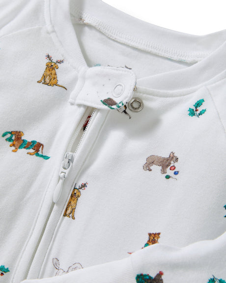 Baby's Pima Peekaboo Romper in Jingle Paws - HoneyBug 