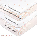 Pack N Play I Portable Crib Sheet Set - Mauve Tulip & Stripes - HoneyBug 